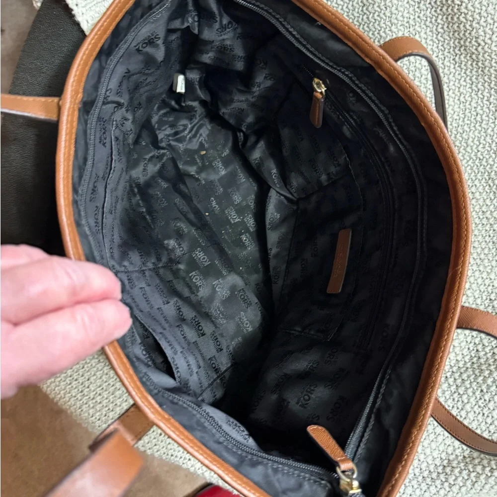 Michael Kors Large Black Nylon Leather 'Kempton' Tote Shoulder Bag Handbag Purse